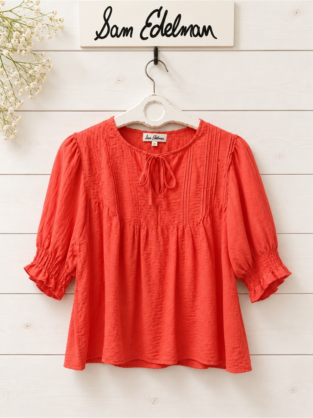 SAM EDELMAN Orange Peasant Blouse XL